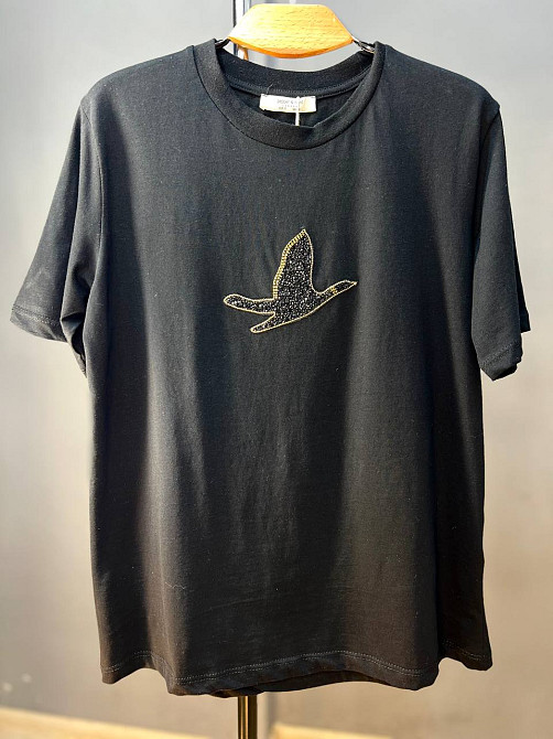 Футболка женская Pepper&mint PT24-17 птица камни средняя длина, черный, S Киев - изображение 9