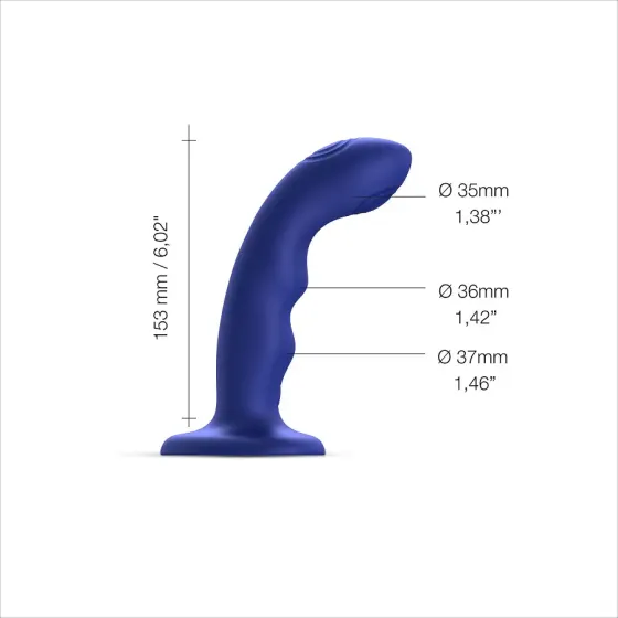 Насадка для страпона з подвійною точковою пульсацією Strap-On-Me TAPPING DILDO WAVE - NIGHT BLUE Львів