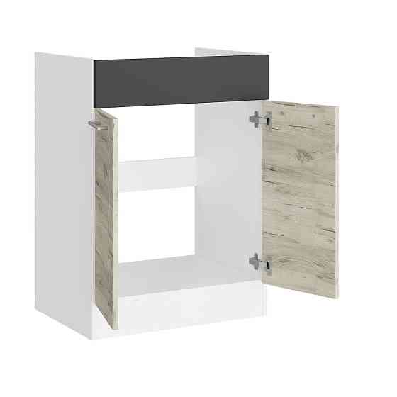 Кухонний модуль під мийку Еверест Еко 600 дуб крафт білий/графіт/білий 60х46х82 см (DTM-071022) Дніпро