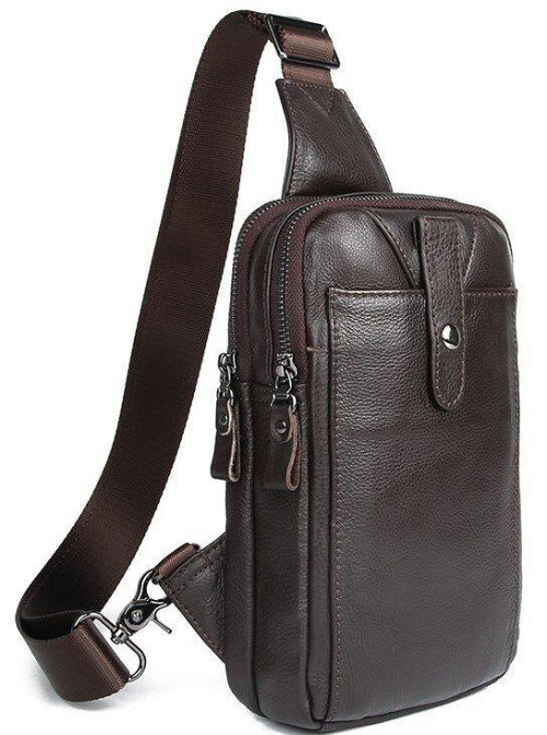 Сумка мужская кожаная через плечо Коричневая (Vintage) Киев - изображение 6