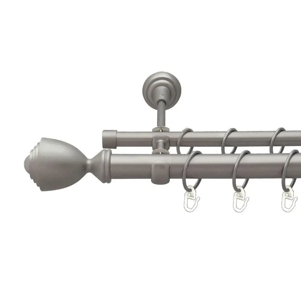 Карниз Orvit Палаціо металевий дворядний відкритий гладка труба кільце металеве Сатин 25\16 мм 300 см (6353182) Львів - фото 1