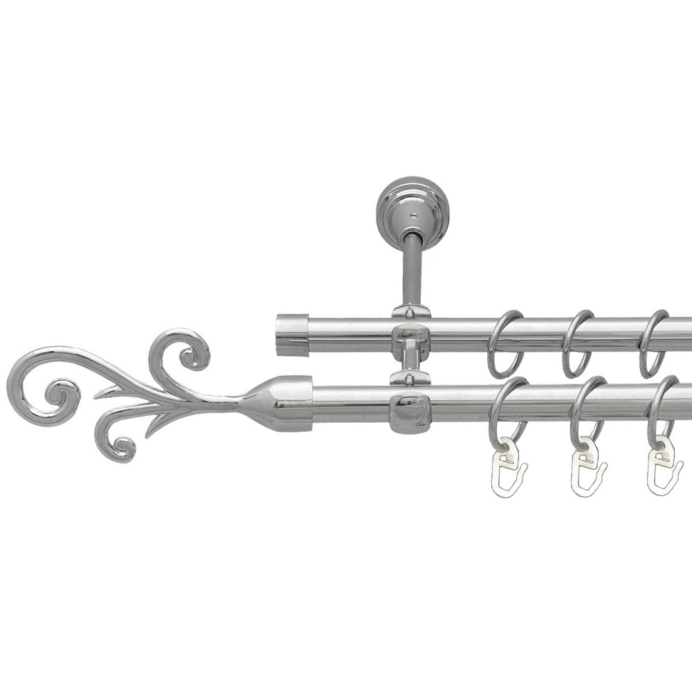 Карниз Orvit Фала металевий дворядний відкритий Хром 16\16 мм 160 см (7387781) Львов - изображение 1