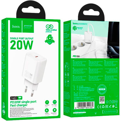 Зарядное устройство HOCO N60 Gentle USB-C PD20W White (6942007644181) Винница - изображение 4