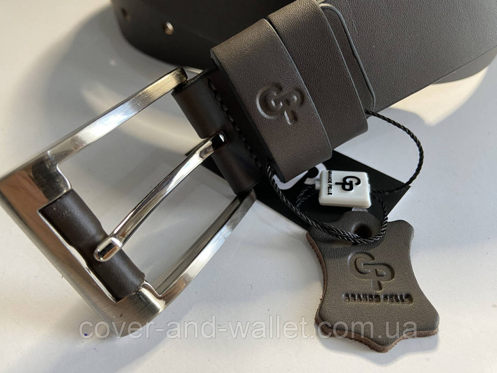 Мужской коричневый кожаный ремень из итальянской кожи Grande Pelle Rullo 38мм Киев - изображение 6