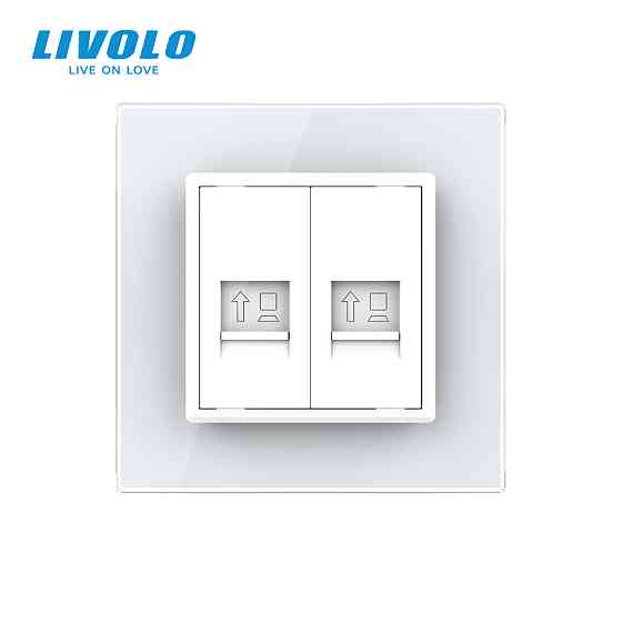 LIVOLO Розетка комп'ютерна подвійна RJ-45 Livolo білий скло (VL-C792C-11) Коломия