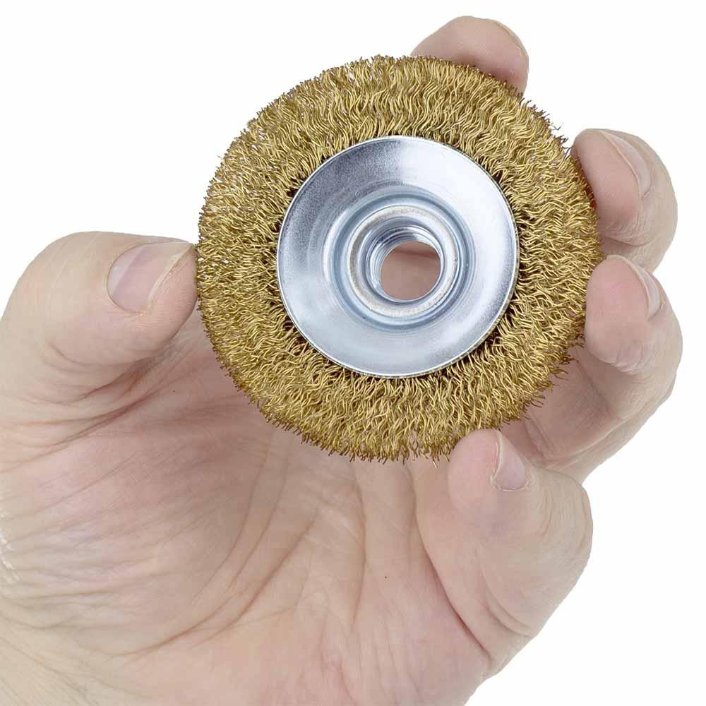 Щітка дротяна конусоподібна Ø75мм М14×2мм (латунована) SIGMA (9016071) Рівне - фото 6