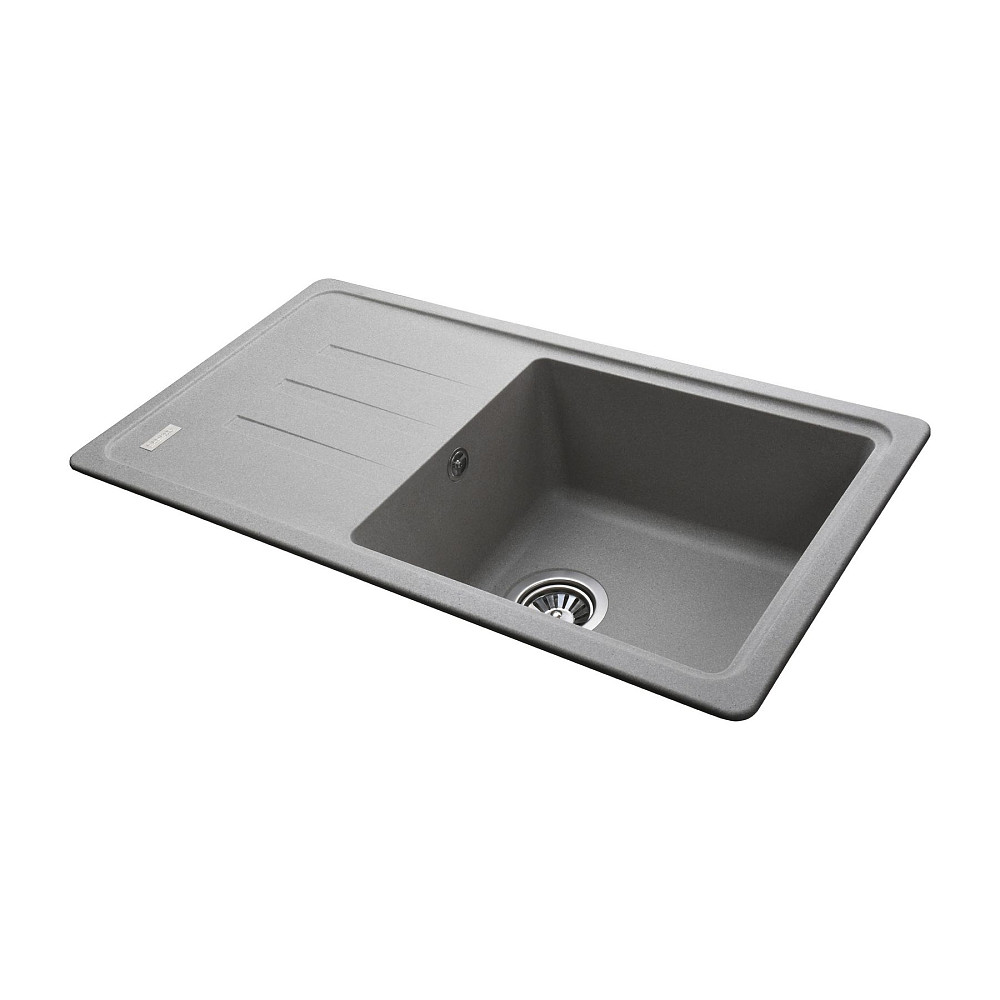 Гранітна мийка Globus Lux LUGANO сiрий камiнь 780x435мм-А0005 Тернопіль - фото 4