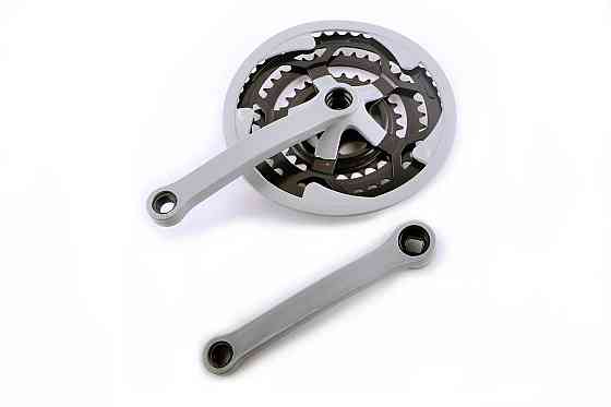 Зірки велосипедні (передні) 28/38/48T (+2 шатуни L-17 см, квадрат, матовий хром, із захистом) Мукачево