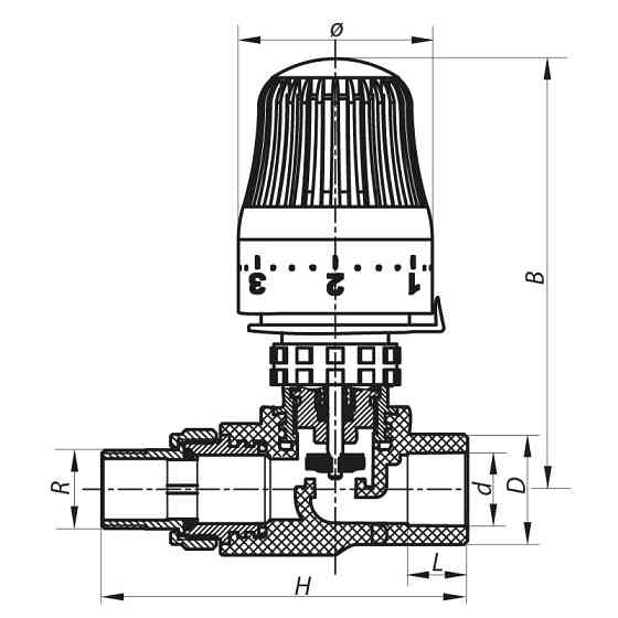 Кран термостатичний з термоголовкою прямий PPR 20x1/2 Koer K0156.PRO (KP0199) Київ