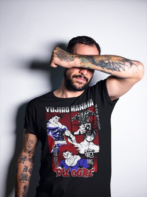 Футболка для хлопчика з аніме принтом Аніме Боксінг Гйм Бакі оверсайз (зріст від 165 до 180) Чорний AnimeJ0400m Дніпро - фото 4