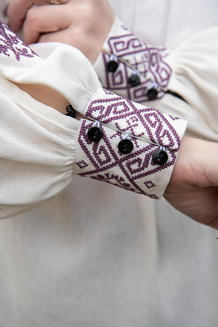 Вышиванка женская, льняная, молочная, с длинным рукавом, топ Киев - изображение 3