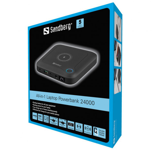УМБ Sandberg 24000 mAh All-in1 Laptop 12-24V/4А, USB, Type-C OUT PD (420-57) Київ - фото 4