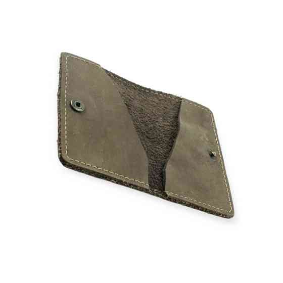 Обкладинка для водійських документів-карт "книжка" 2 відділення коричнева шкіряна на кнопці Мукачево