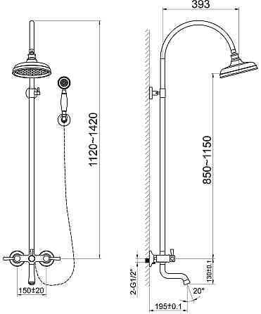 Душевая система с изливом Imprese Podzima Zrala ZMK02170809 черная Киев