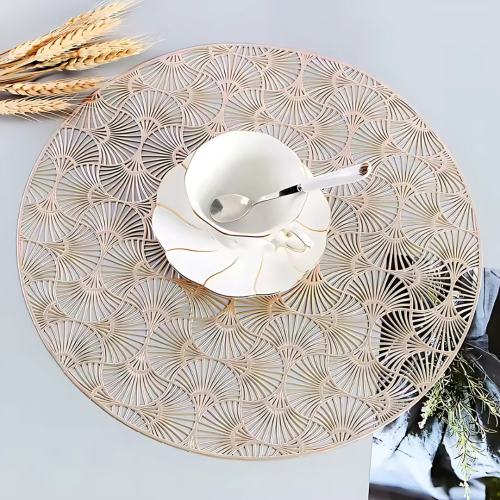 Сервировочная салфетка под горячее круглая 38х38 см, коврик сервировочный золотистый набор 2 шт Каменец-Подольский - изображение 2