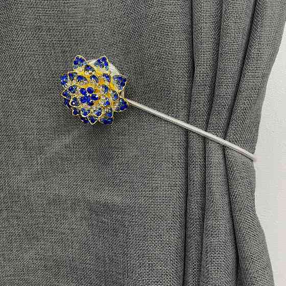 Магніти для штор та гардин "Flowers" набір 2 шт Синій з золотистим (81-207) Київ