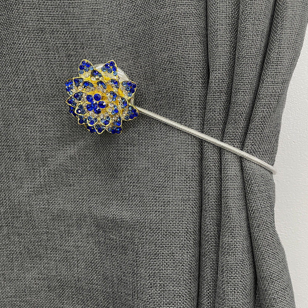 Магніти для штор та гардин "Flowers" набір 2 шт Синій з золотистим (81-207) Київ - фото 4