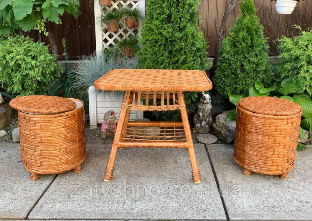 Плетені пуфи та стіл, комплект Київ - фото 6