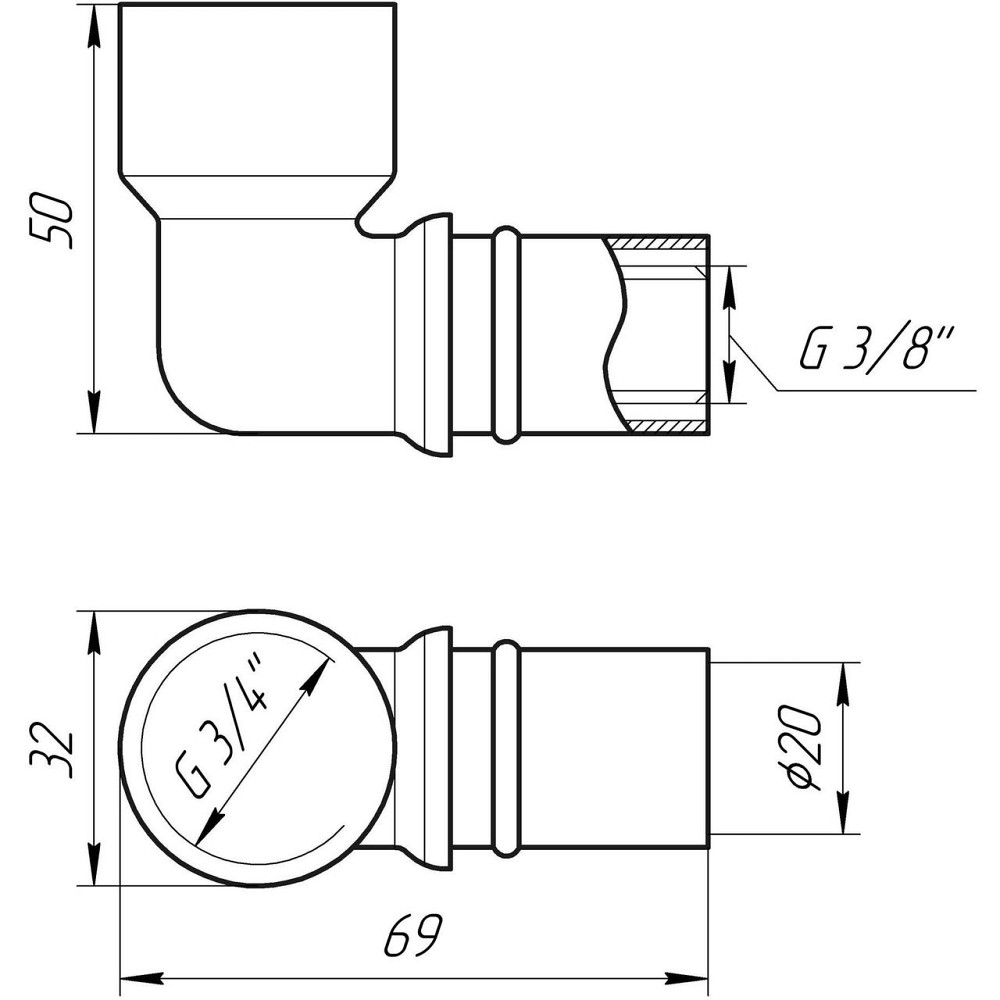 Куточок із внутрішньою різзю прес APE ITALY AP 152 3/4| х20 Київ - фото 3