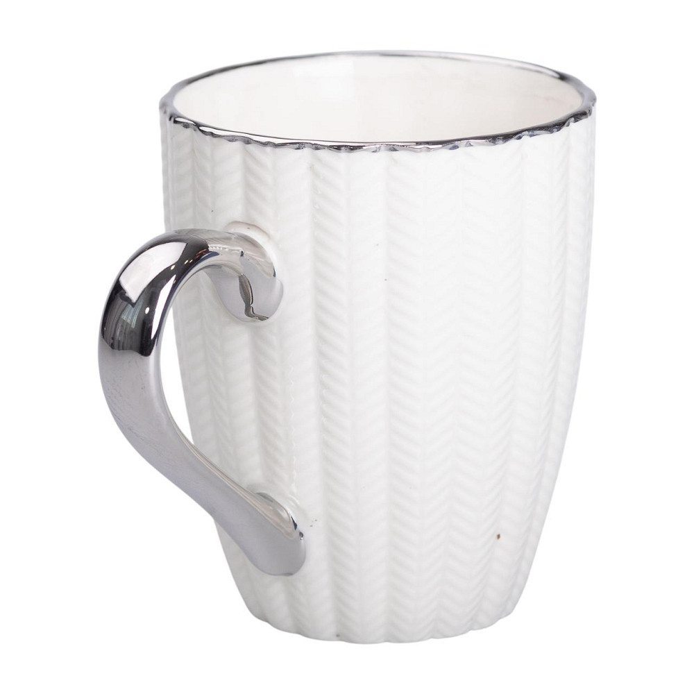 Liling Rongxiang Ceramic Чашка порцелянова 400 (мл) зі сріблястим обідком та ручкою Бежева RX-N Киев - изображение 3