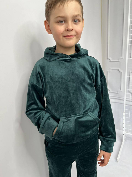Дитячий велюровий костюм Кенгуру 110-116 Смарагдовий Харків - фото 1
