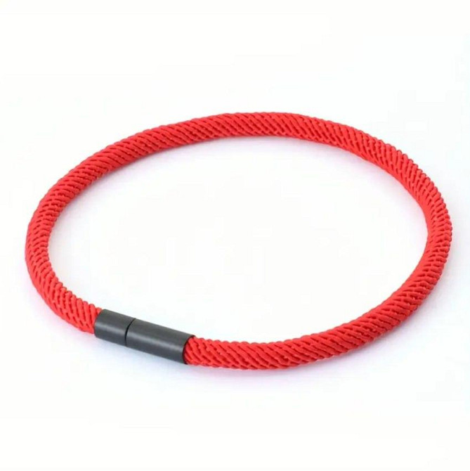 Красный браслет из шнура с металлическим замком – унисекс аксессуар Киев - изображение 2
