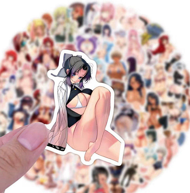 Наклейки Стикеры Waifu Аниме. Водонепроницаемые эстетические Аниме наклейки 18+ ( Аниме Хентай) Набор 50 штук. Киев - изображение 4
