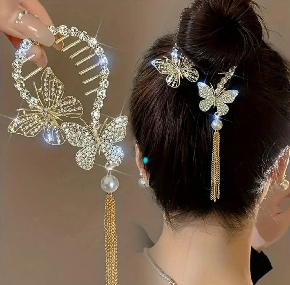 Шпилька для волосся з метеликами Сміла - фото 1