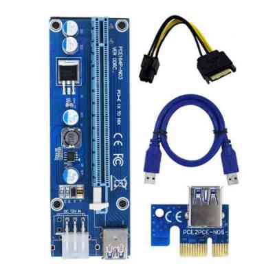 Райзер PCI-E x1 to 16x 60cm USB 3.0 Cable SATA to 6Pin Power v.006C Dynamode (RX-riser-006c 6 pin) Вінниця