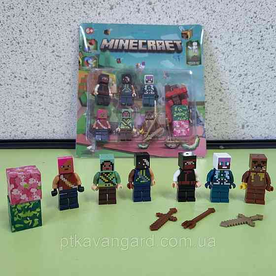 Набір фігурок Minecraft 6 шт з магнітними блоками та ніжками фігурок, зброя 4025 Хмельницький