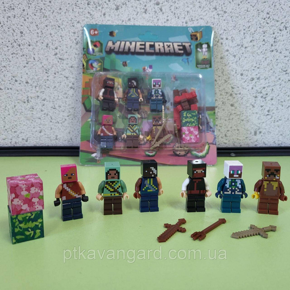 Набор фигурок Minecraft 6 шт с магнитными блоками и ножками фигурок, оружие 4025 Хмельницкий - изображение 2