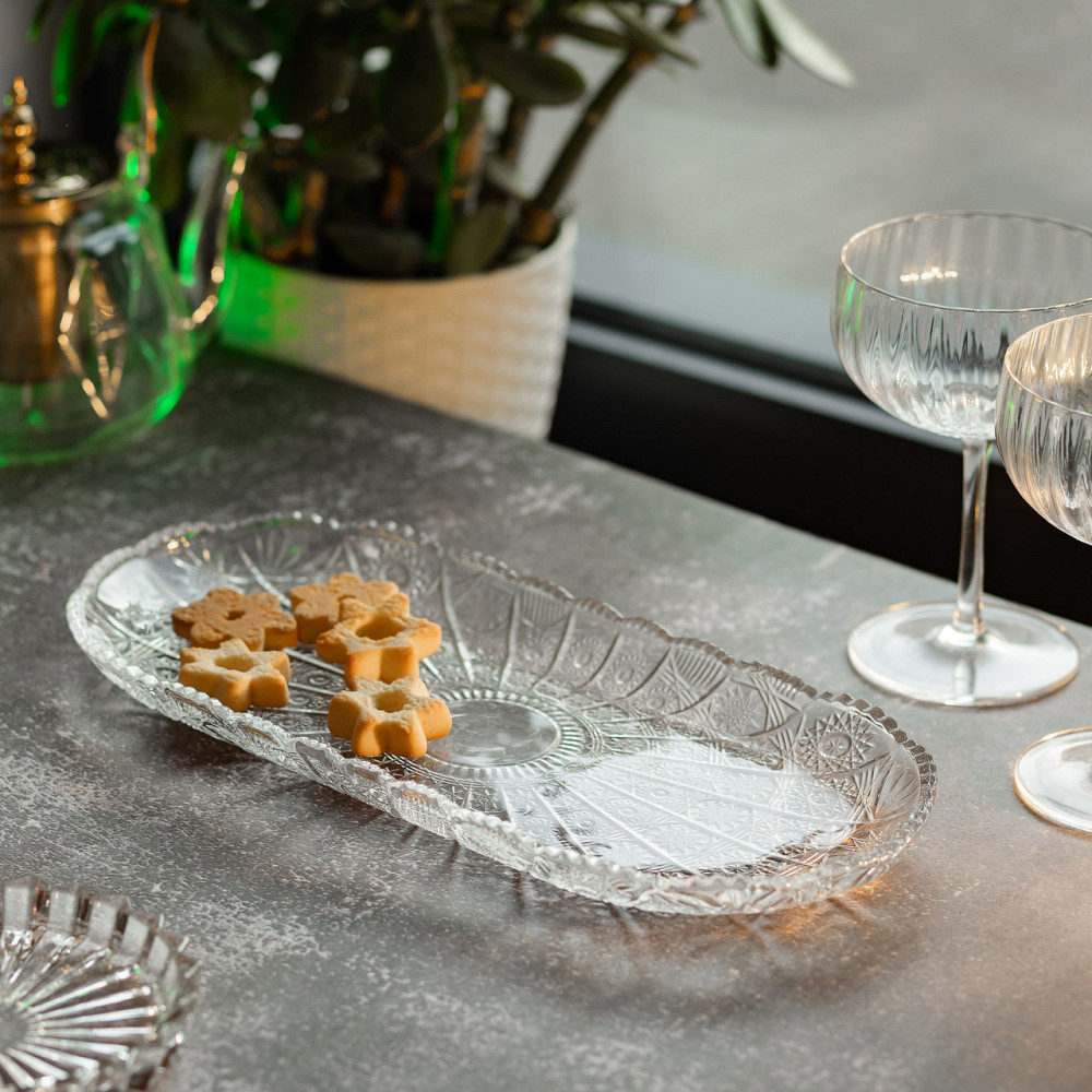 Овальне скляне блюдо для закусок 33.5х15 см Київ - фото 4