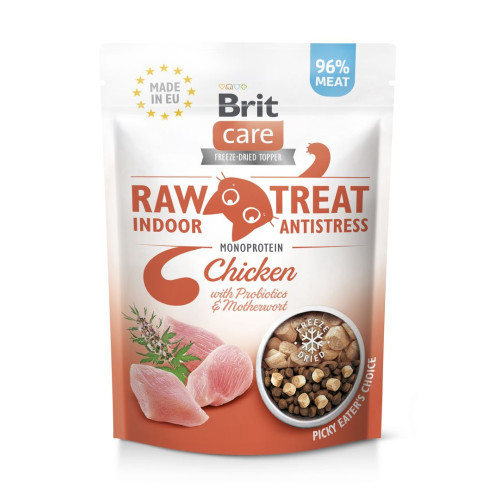 Ласощі Brit Raw Treat Freeze-dried Indoor and Antistress д/домашніх котів д/заспокоєння курка 40 г Київ - фото 1