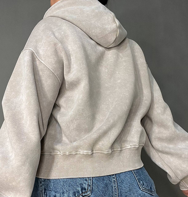 Худі жіноче Joy One 25513 варене тай-дай вишивка попереду оверсайз з капюшоном середня довжина  one  Одеса - фото 8