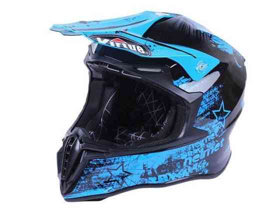 Мотошлем кроовый MD-911 (черно-голубой, size L) Мукачево