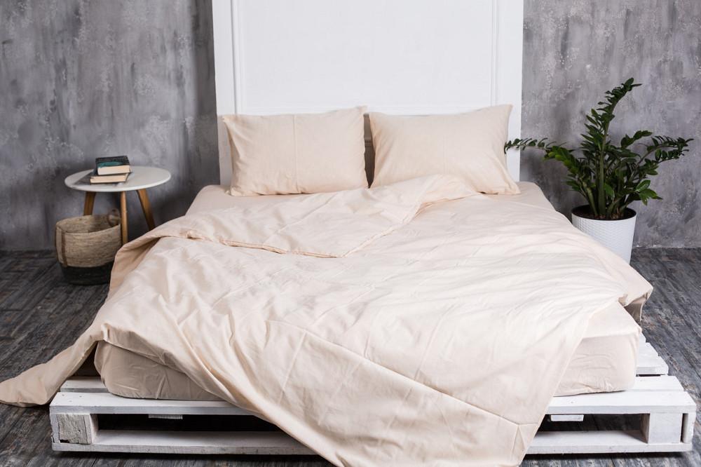 Ecotton Комплект постілі Ecotton двоспальний Євро Підковдра та 2 наволочки бежевий Коломия - фото 1