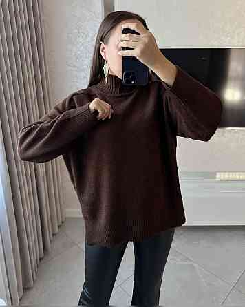 Женский оверсайз свитер машинная вязка Шоколад Одесса