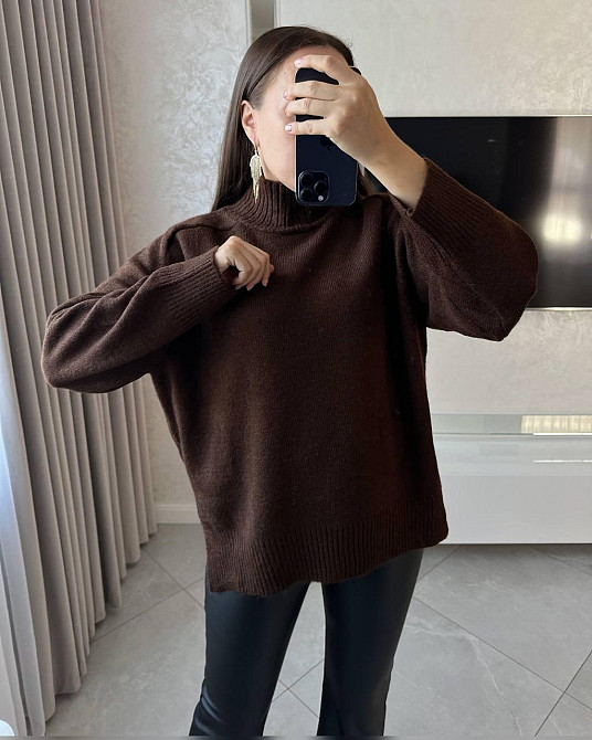 Женский оверсайз свитер машинная вязка Шоколад Одесса - изображение 1