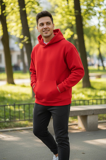 Чоловічий спортивний костюм на флісі Червоно-чорний 54 Харків - фото 1