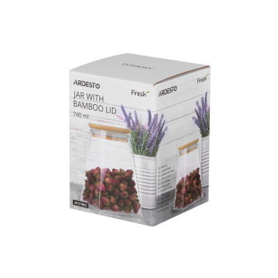 Емкость для сыпучих продуктов Ardesto Fresh конус, стекло, бамбук 740 мл (AR1374BLC) Винница - изображение 2