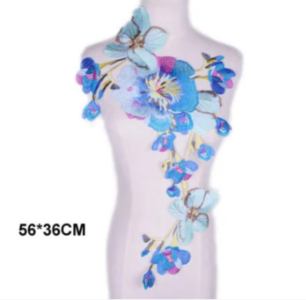 Аппликация нашивка на одежду Цветы голубые Киев - изображение 1