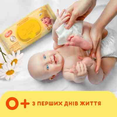 Дитячі вологі серветки Smile baby з екстрактом ромашки, алое і вітамінним комплексом з клапаном 60 шт (4823071655049) Вінниця