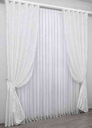 Комплект готових штор VR-Textil Жакард Вензель № 418ш Білий 200х270 см 2 шт (32-286) Киев