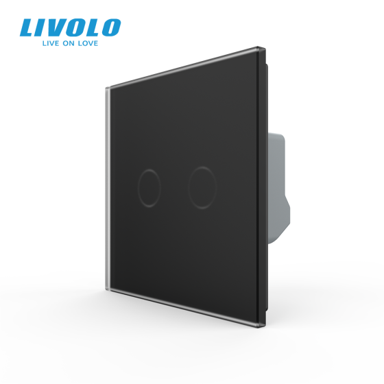 LIVOLO Сенсорний вимикач LIVOLO, 2-сенсорний, чорний матовий скляний, 5А 230В, без нейтралі Коломия