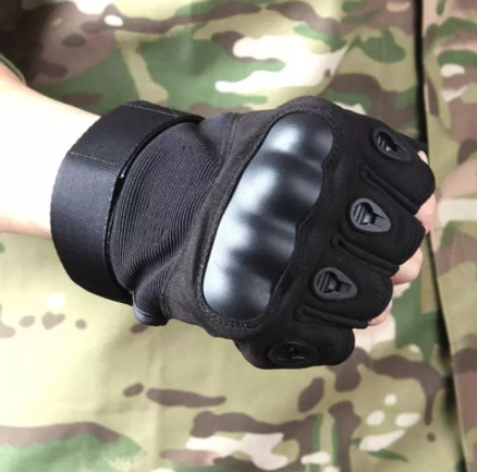 Моторукавички без пальців Combat на липучці спортивні (Чорний) XL Вінниця - фото 6