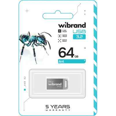 USB флеш накопичувач Wibrand 64GB Ant Silver USB 3.2 Gen 1 (USB 3.0) (WI3.2/AN64M4S) Вінниця