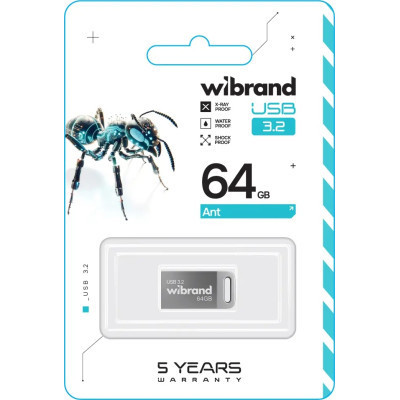 USB флеш накопитель Wibrand 64GB Ant Silver USB 3.2 Gen 1 (USB 3.0) (WI3.2/AN64M4S) Винница - изображение 2