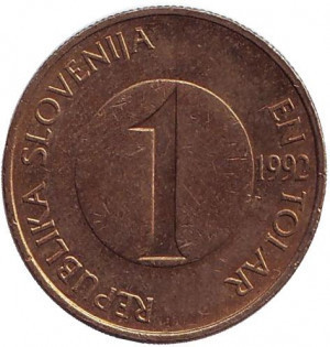 Ручьевая форель. Монета 1 толар. 1992,99 год, Словения. (БЕ) Полтава - изображение 1