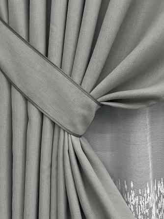 Комплект штор VR-Textil блекаут Scandi 200х270 2шт і Тюль 500х270 1900ш-1675т Сірий з білим 71-172/6 Київ