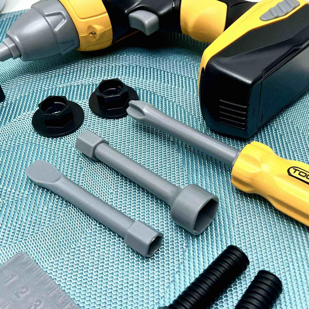 Набір інструментів шуруповерт із підсвічуванням молоток пила викрутка валізці Жовтий (T012) Чернігів - фото 5